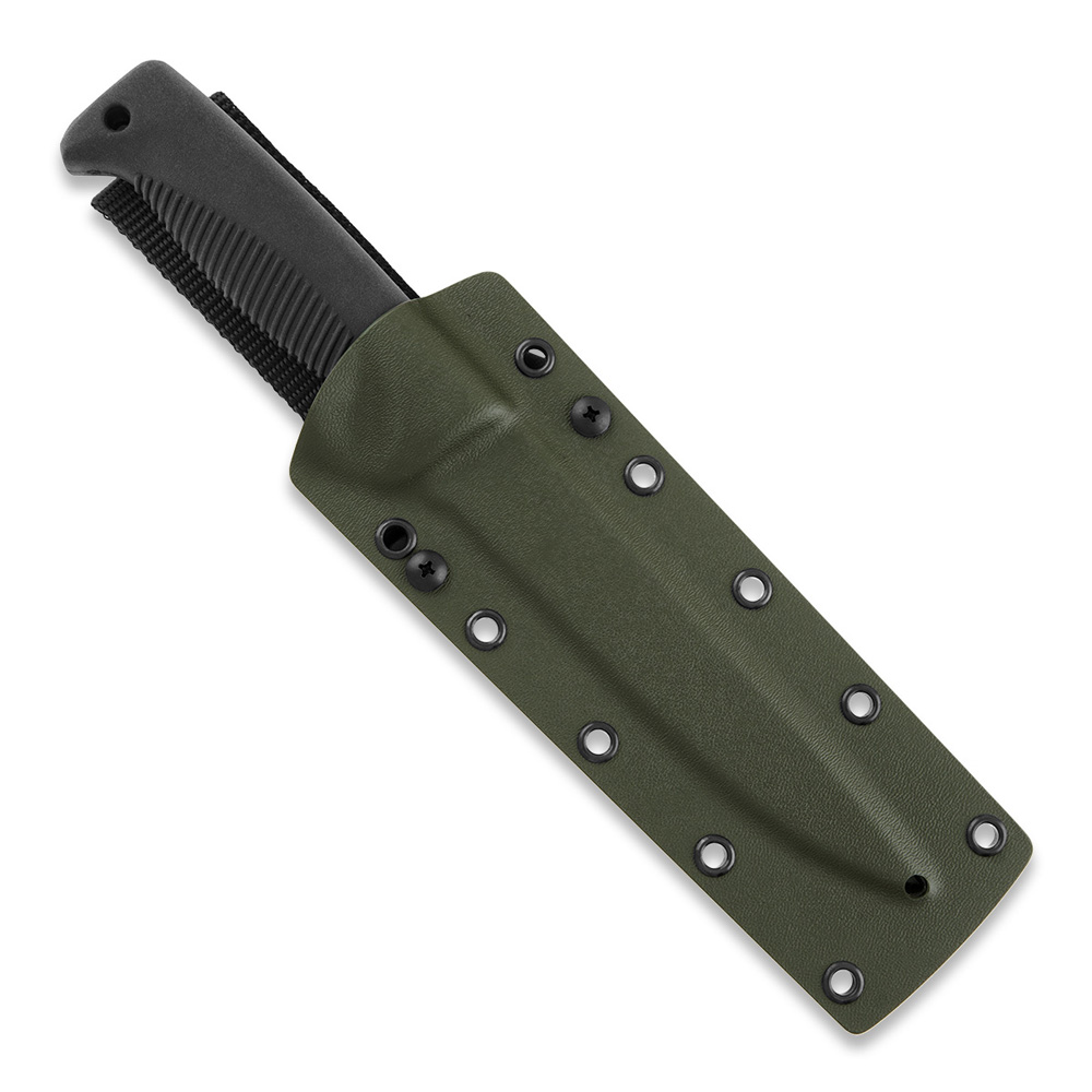 Coltello Puukko M95 Ranger con lama rivestita in Teflon, impugnatura in TPE nero e fodero in kydex verde