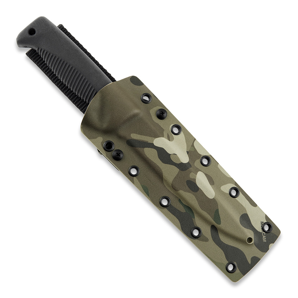 Cuchillo M95 Ranger Puukko con hoja teflonada, mango de TPE negro y funda kydex multicam