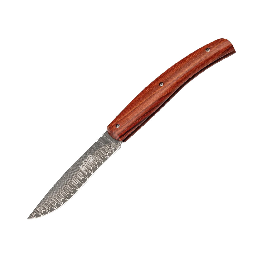 Navaja de bolsillo con hoja de acero damasco de 8.2 cm y mango de...