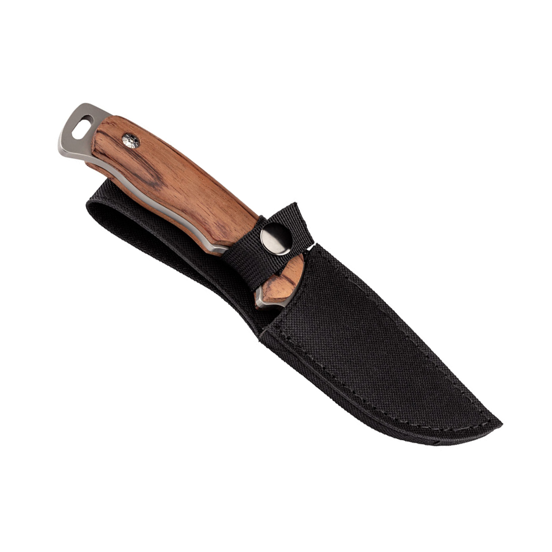 Cuchillo de caza Herbertz con mango de madera de olivo y hoja de 9 cm