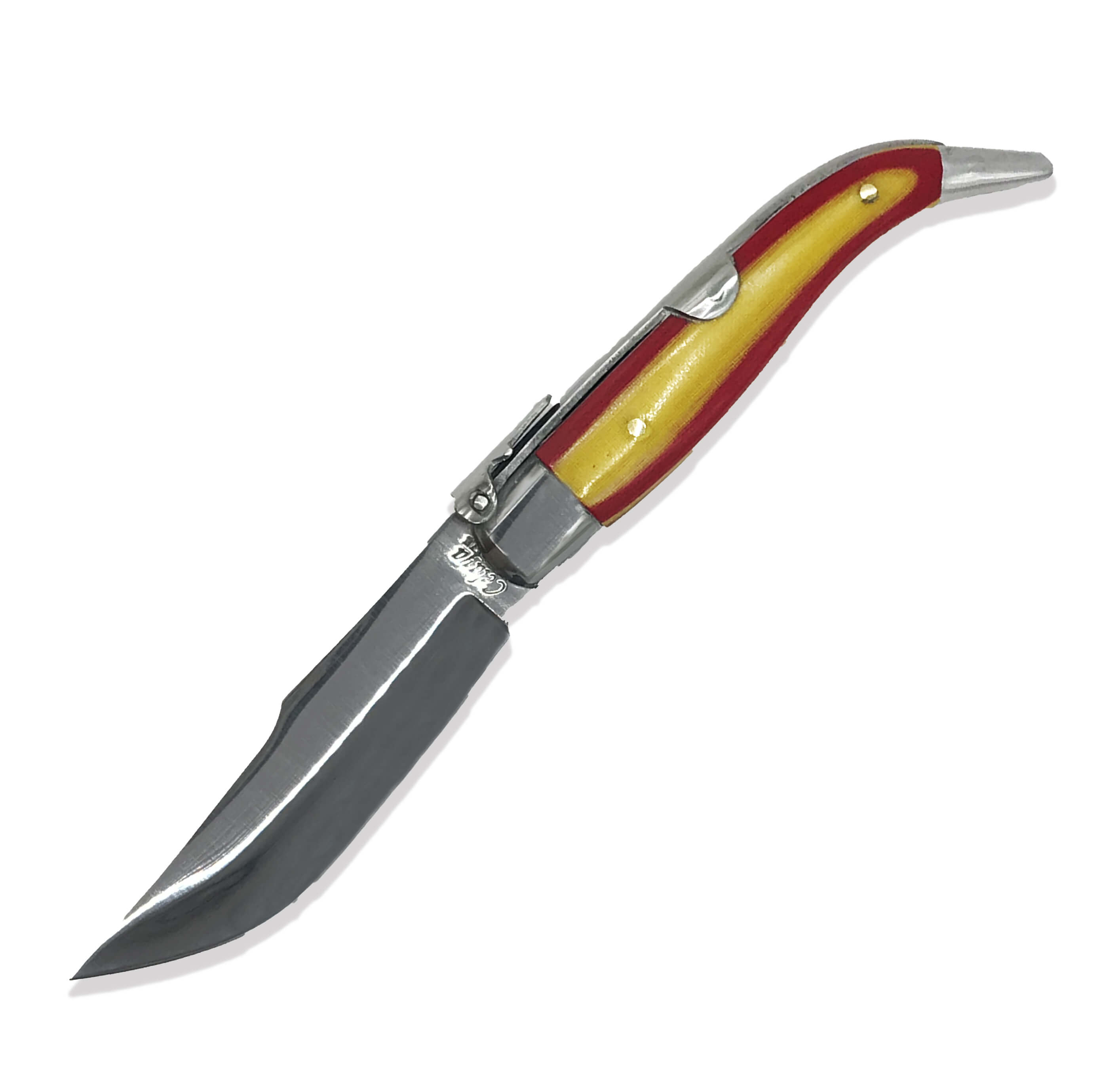 Navaja Celaya albaceteña con mango de micarta con la bandera de E...