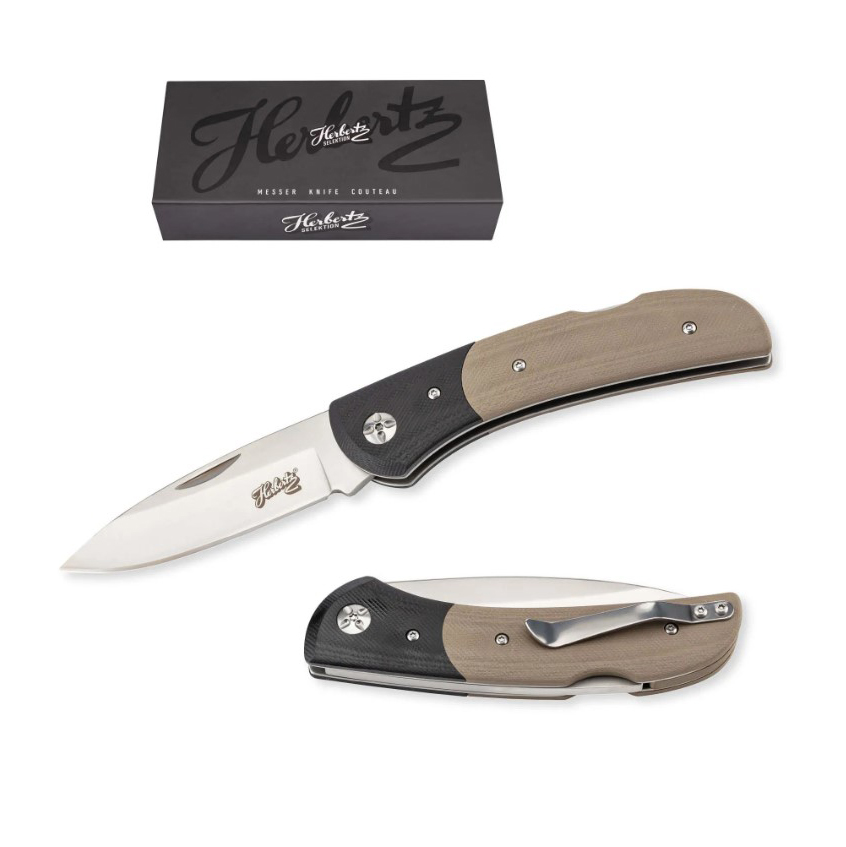 Pocket knife with 9 cm stainless steel blade and two-tone G10 handle