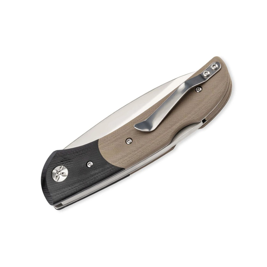 Pocket knife with 9 cm stainless steel blade and two-tone G10 handle