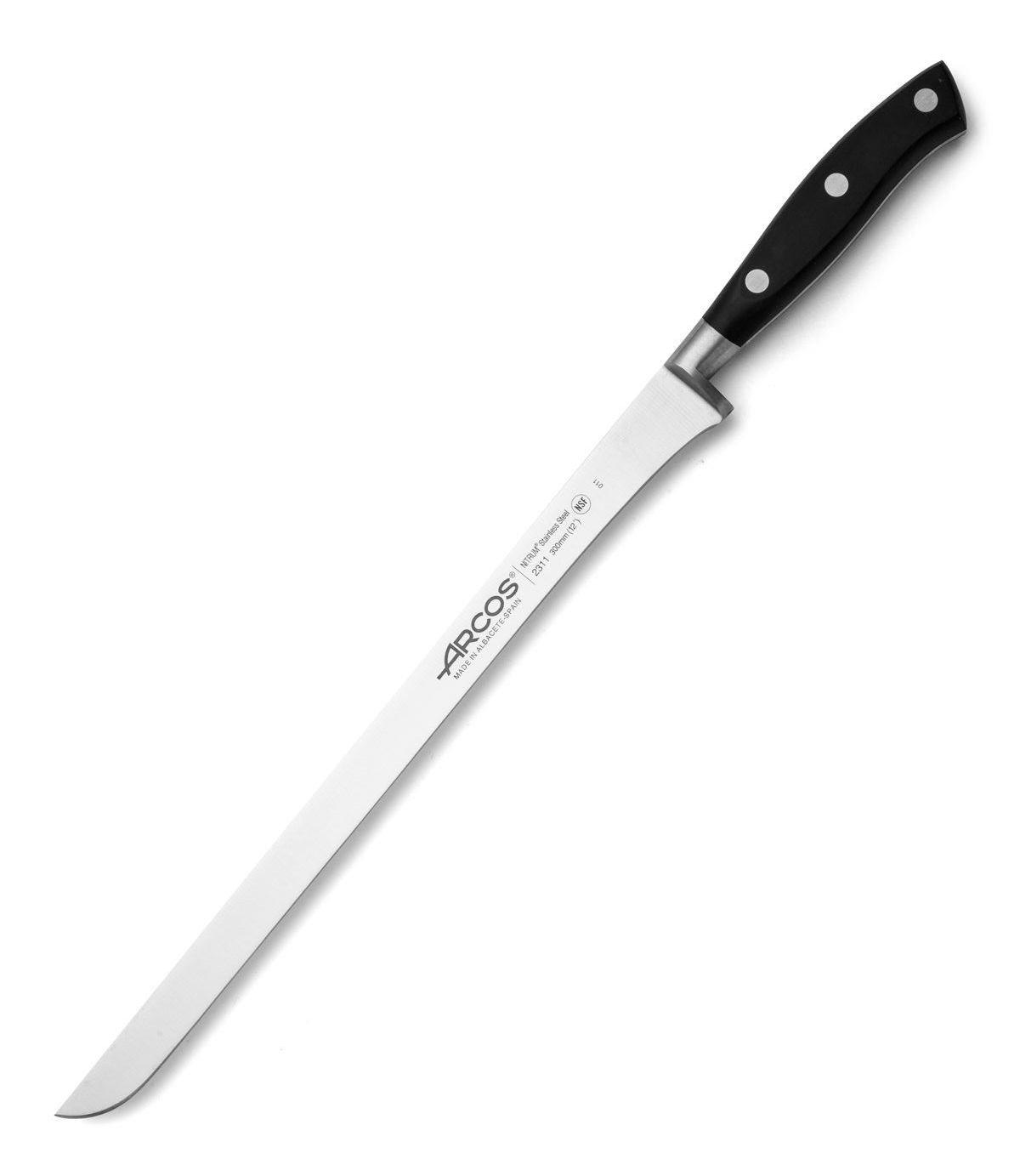 Cuchillo jamonero flexible Arcos Riviera Negra con hoja de 30 cm