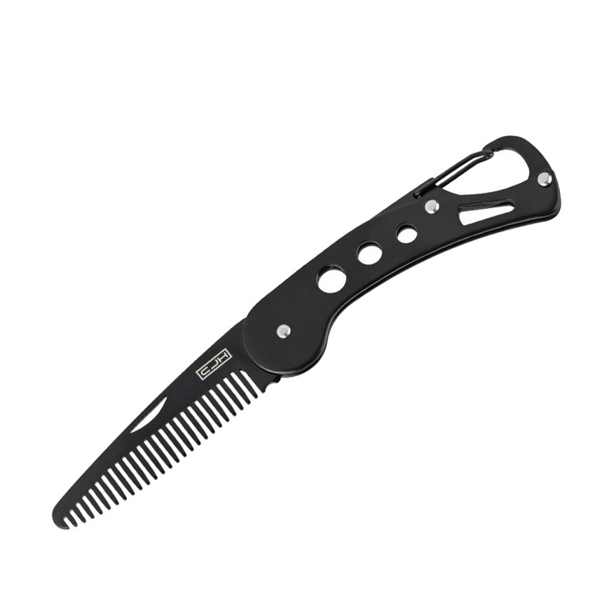Peine con forma de navaja negro de acero inoxidable