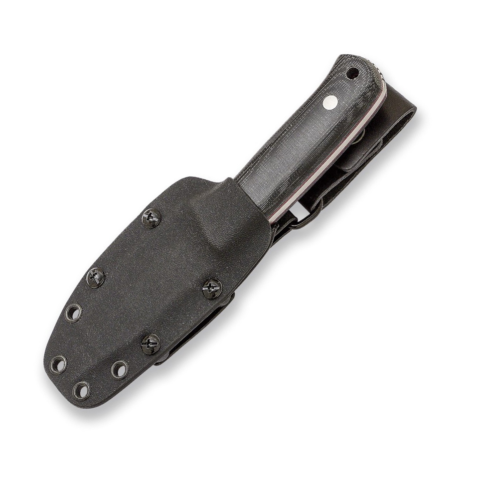 Joker Erizo TS2 com pega em micarta de lona preta. Bainha em Kydex incluída.