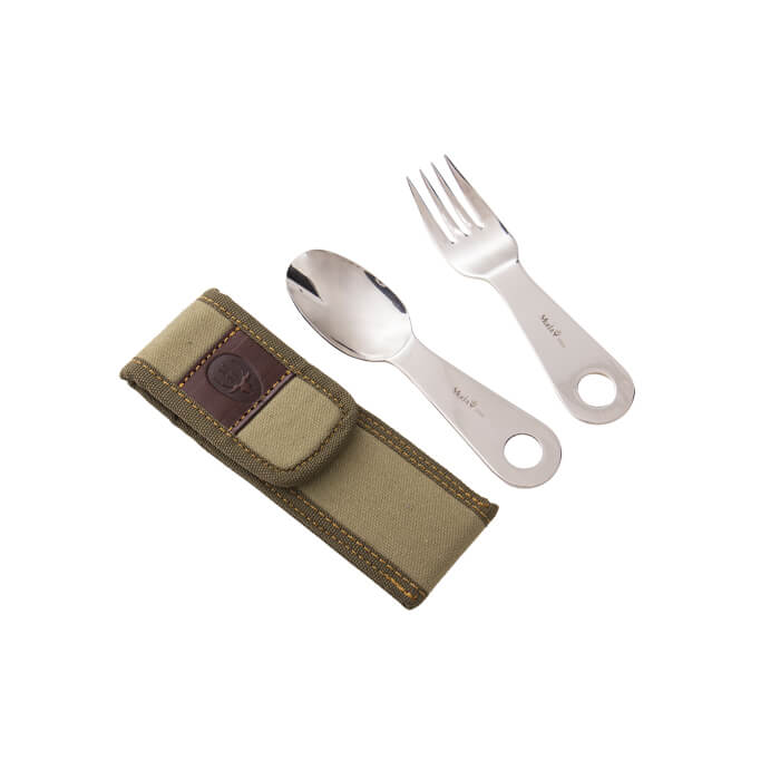 Set de cubiertos de camping con funda