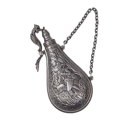 Polvorera Bota de metal con acabado pavonado