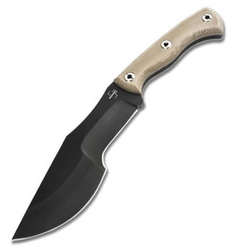 Cuchillo bushcraft con mango de micarta marron suave