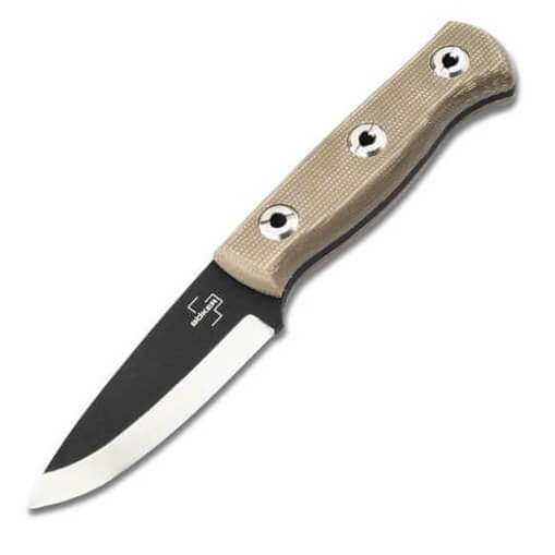 Cuchillo bushcraft con hoja de acero al carbono y mango de micart...