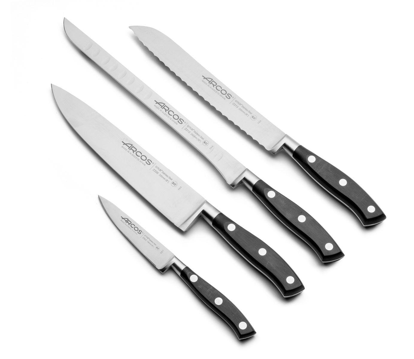 Küchenset Arcos Riviera Schwarz mit 4 Messern und Schere