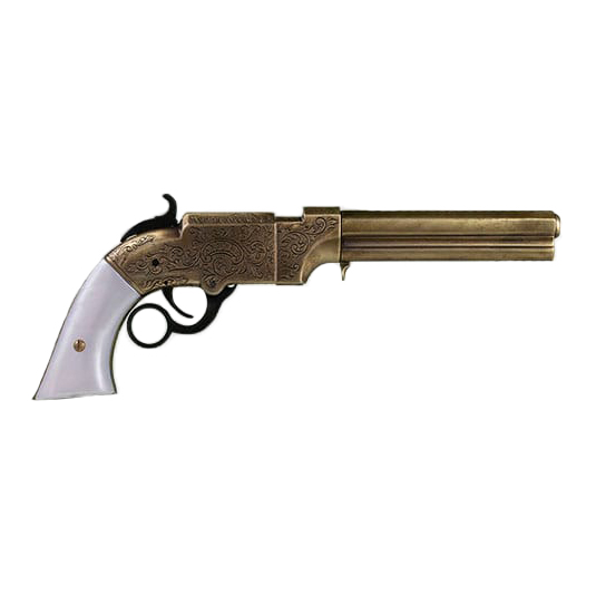 Replik der Pistole Volcanic 1854 mit Messing- und Perlmutt-Finish