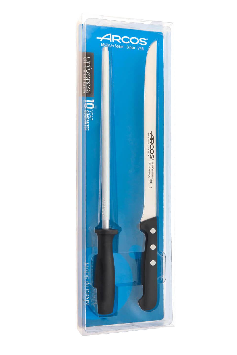Set jamonero Arcos Universal con cuchillo jamonero y chaira