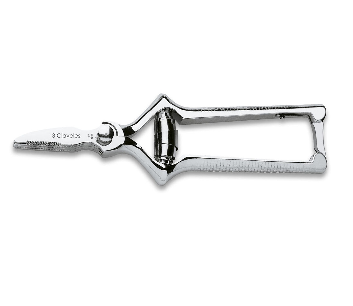 Masticador curvo  de cromo pulido de 7 " 3 Claveles