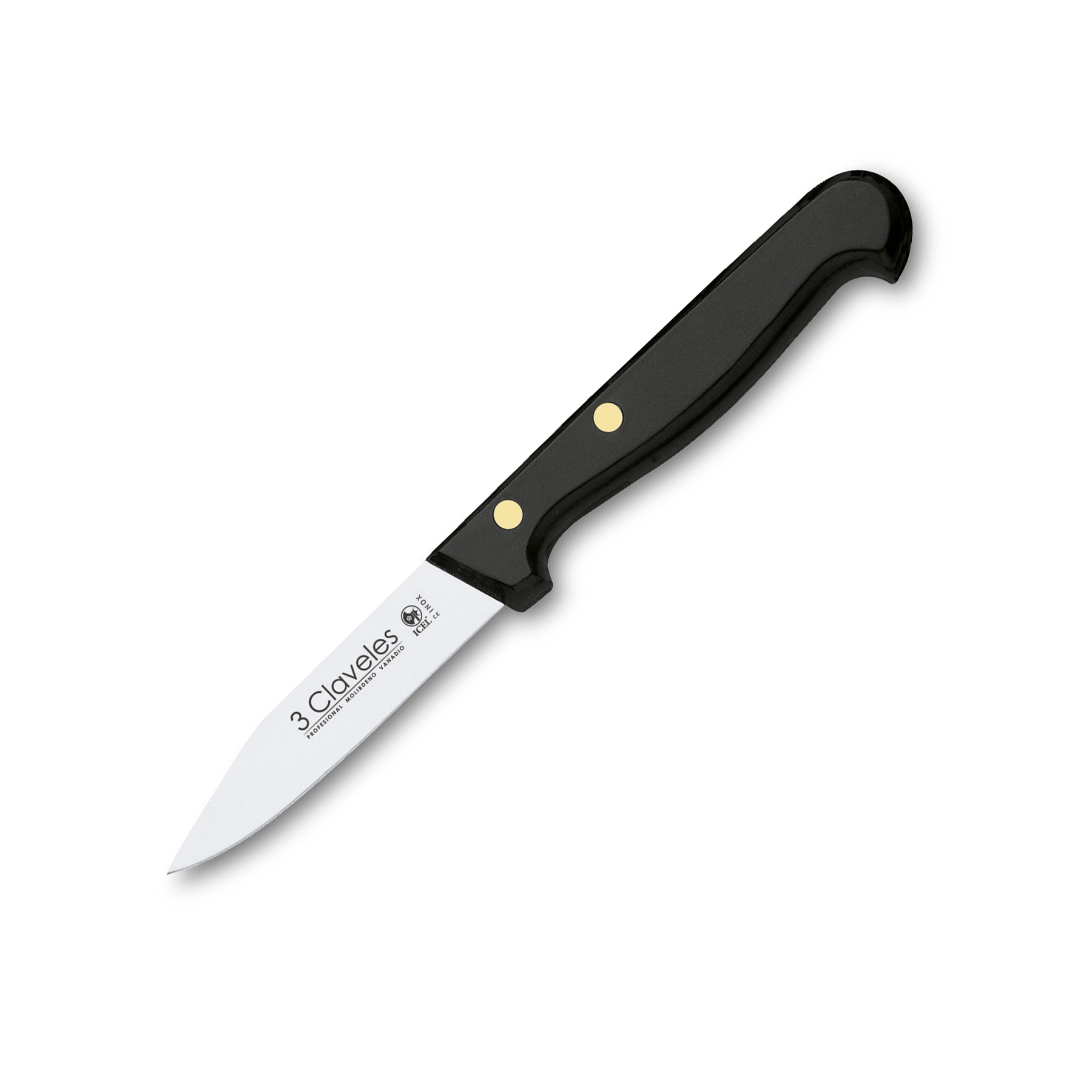 cuchillo mondador con punta y hoja 8 cm mango de pom 3 Claveles c...