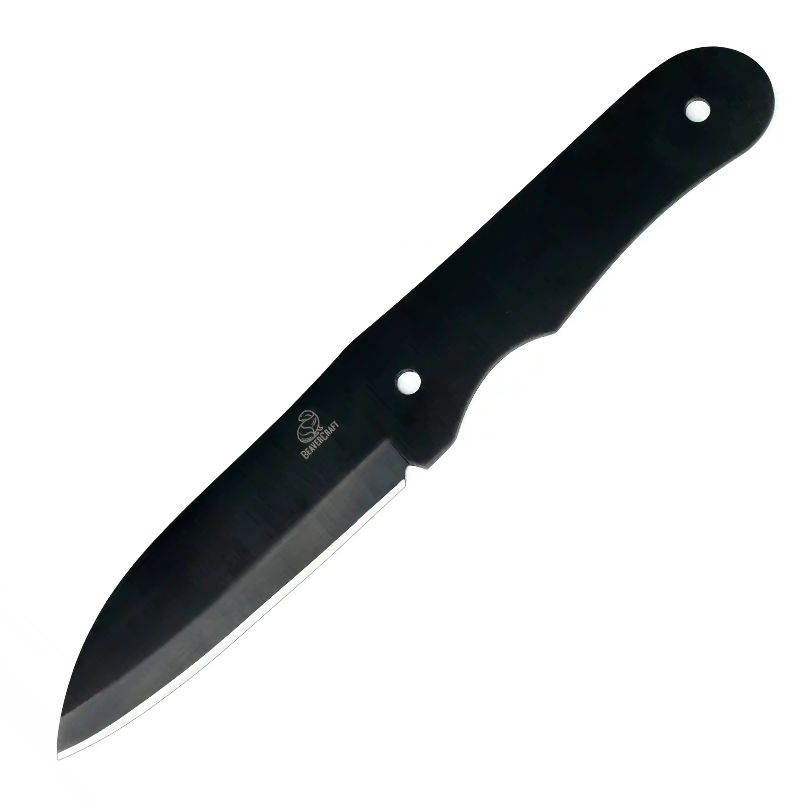 Bushcraft knife making kit with black carbon steel blade