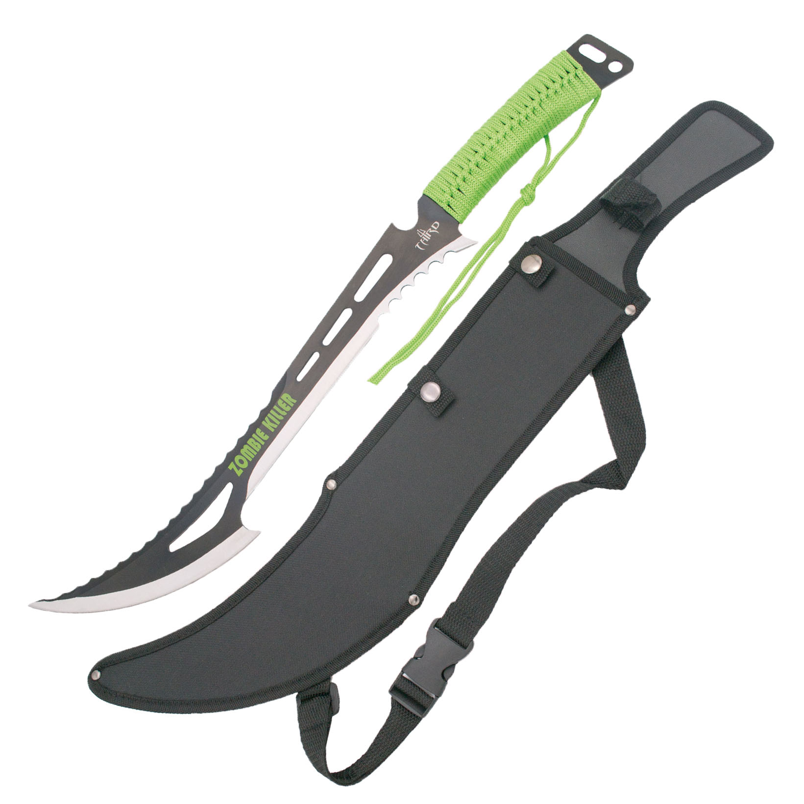 Mad Zombie machete with 44 cm blade and green handle
