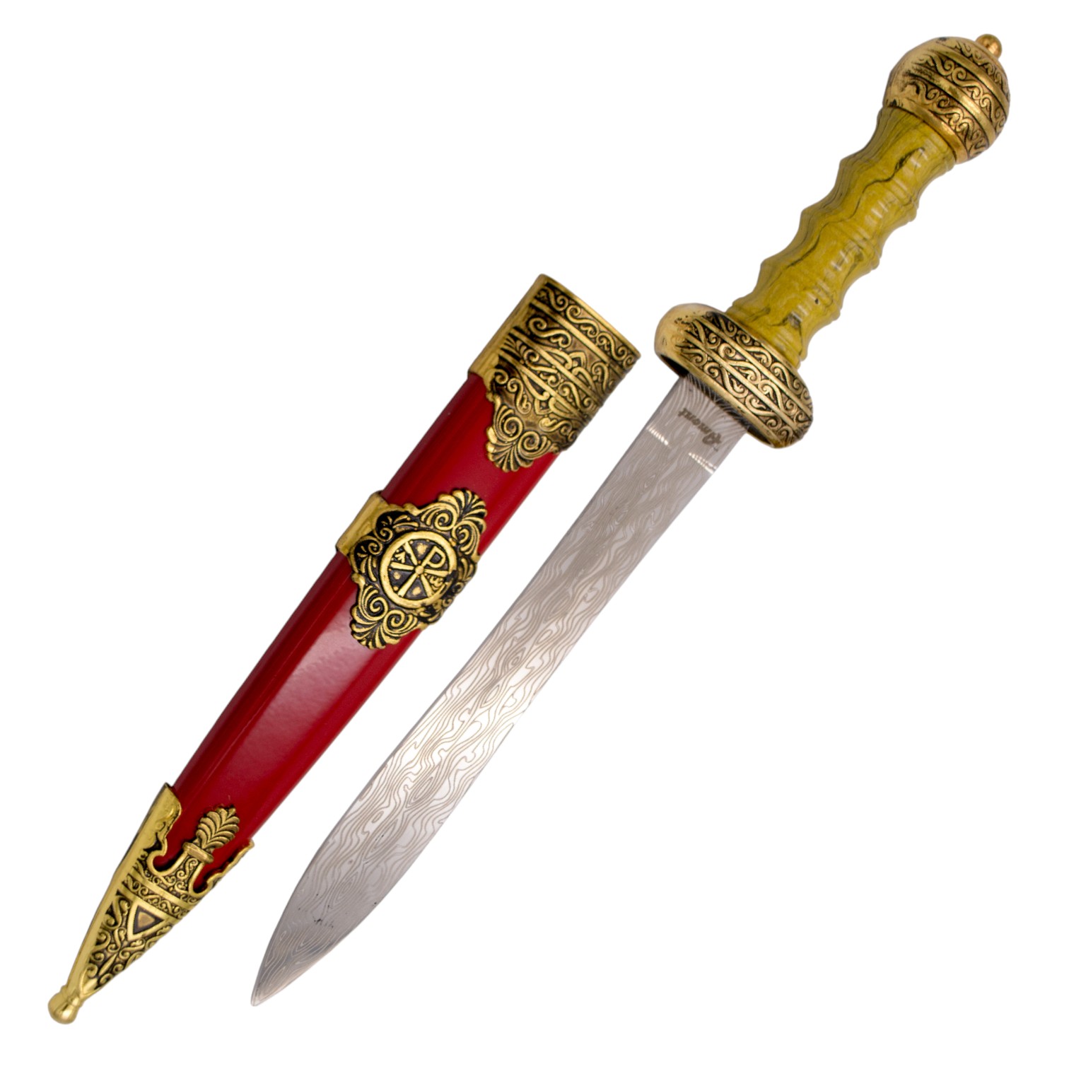 Daga decorativa Gladius color rojo con detalles dorado antiguo y ...