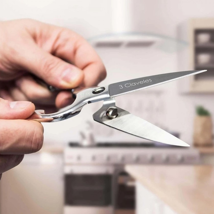 Tesoura de cozinha multifuncional removível de 8" em aço inoxidável com acabamento brilhante