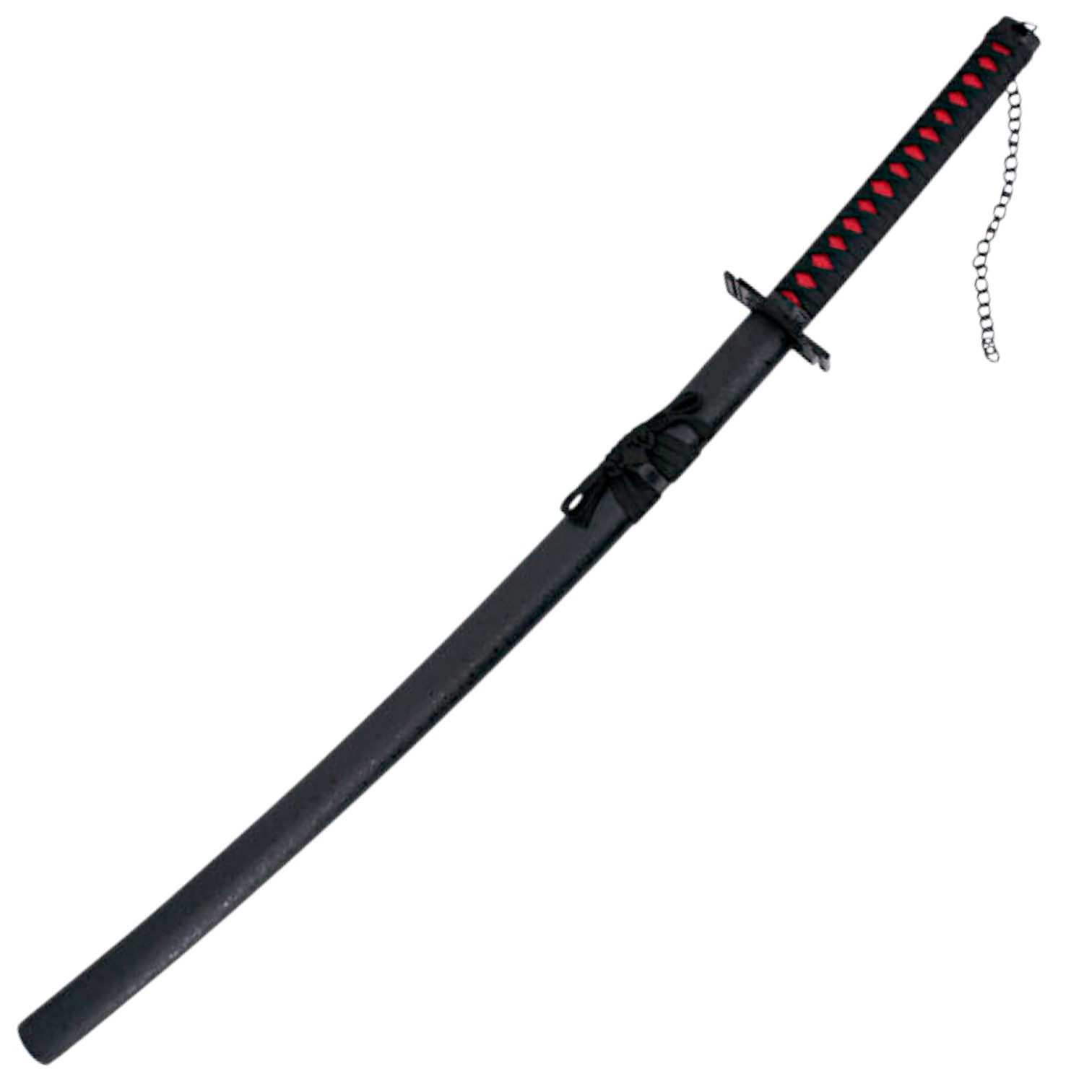 Katana Tensa Zangetsu Hollow Ichigo de Bleach com cabo preto e bainha