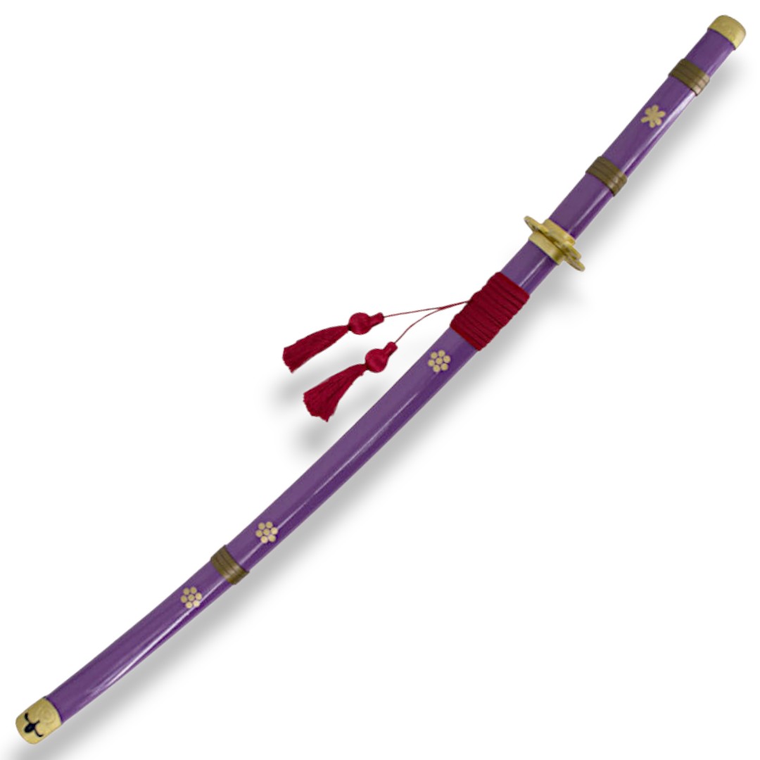 Katana funcional Enma de Zoro de One Piece lila con detalles dorados