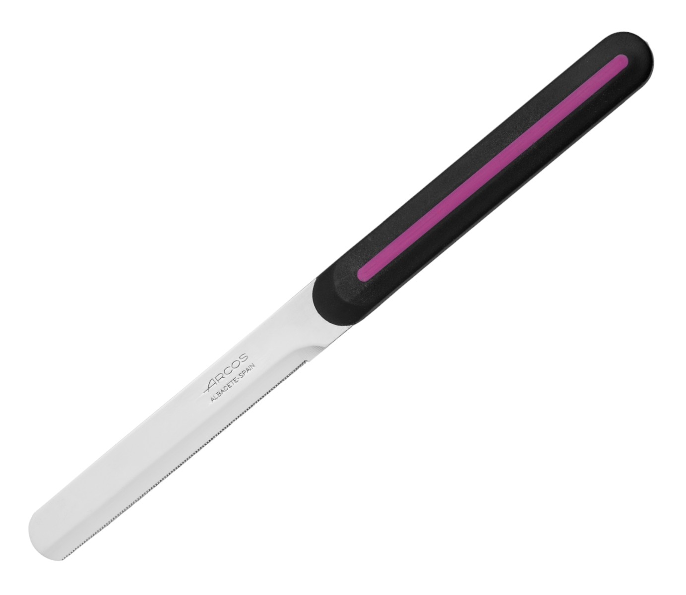 Cuchillo de mesa Arcos Nitrum negro y rosa con hoja microperlada ...
