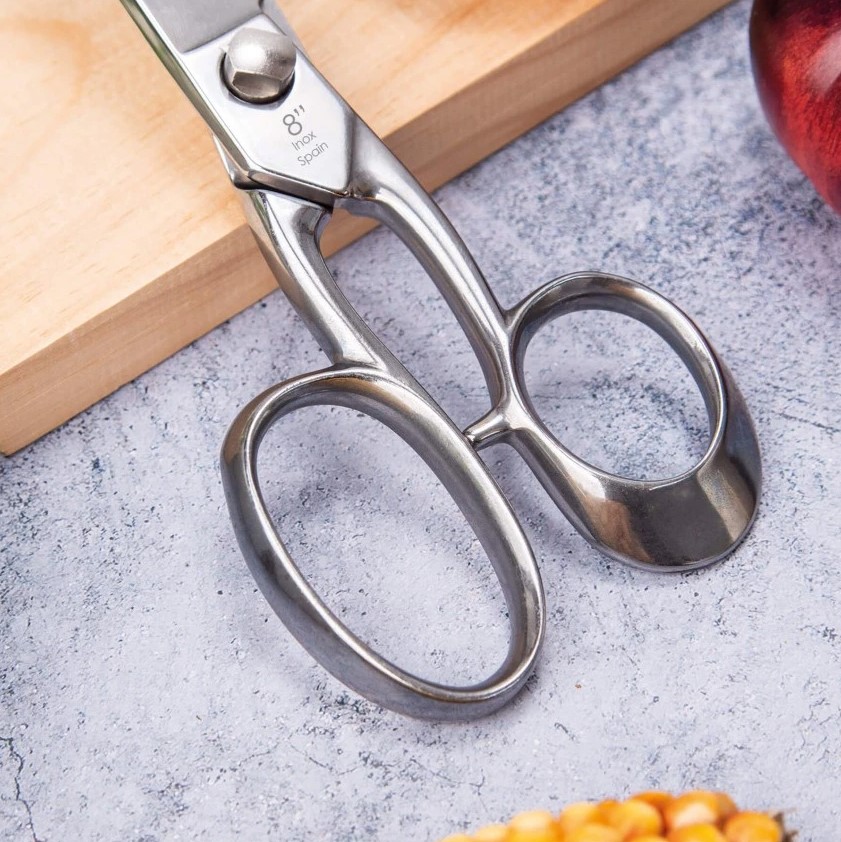 Tesoura de cozinha profissional de aço inoxidável de 8" com acabamento brilhante