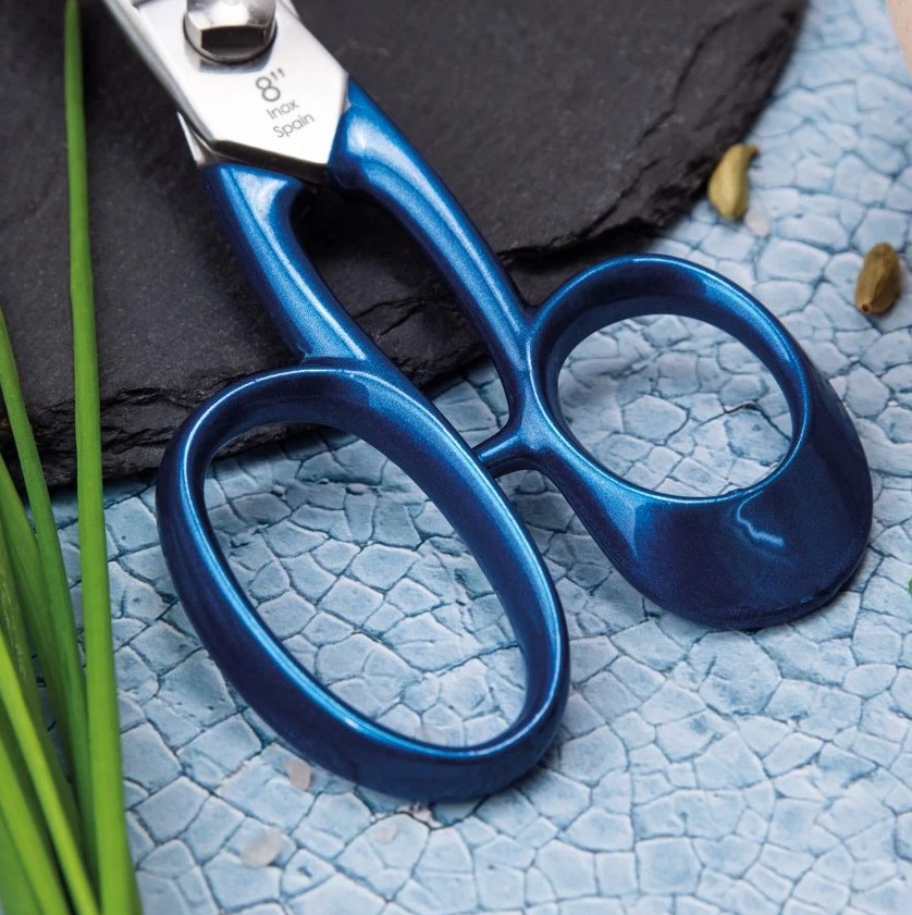 Tesoura de cozinha profissional de aço inoxidável de 8" com cabo azul