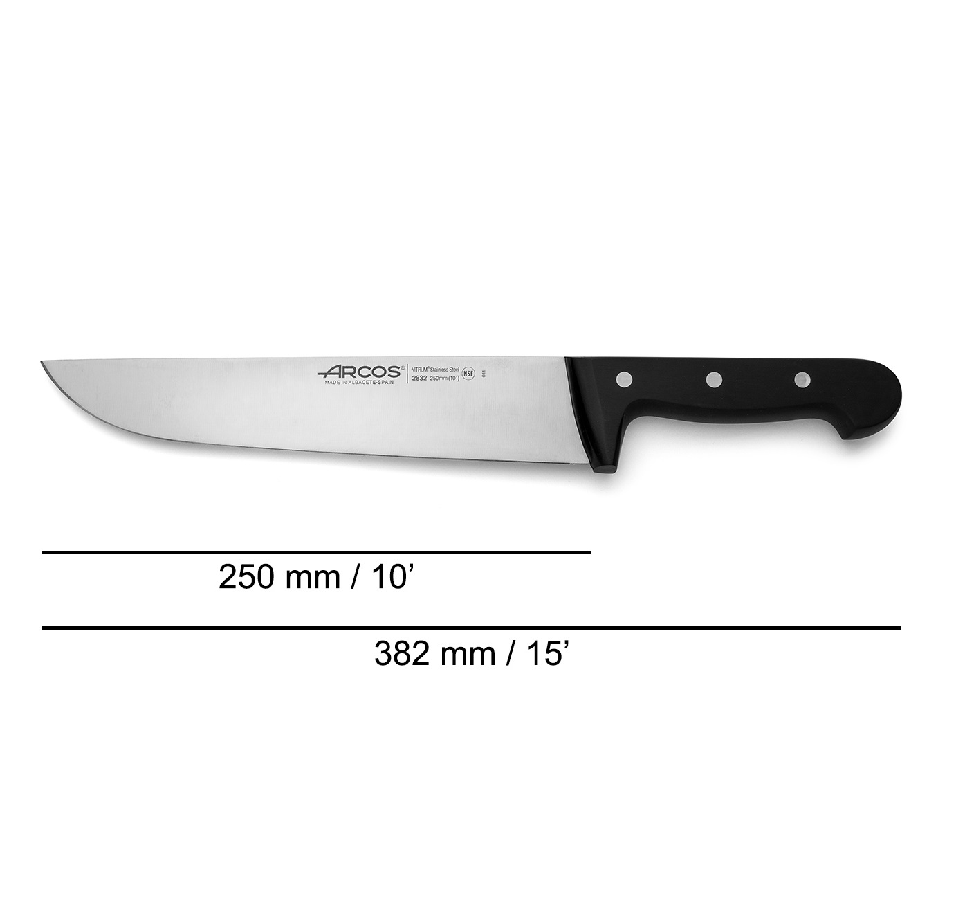 Arcos Universal Straight Butcher Knife with 25cm blade and Polyoxymethylene handle
