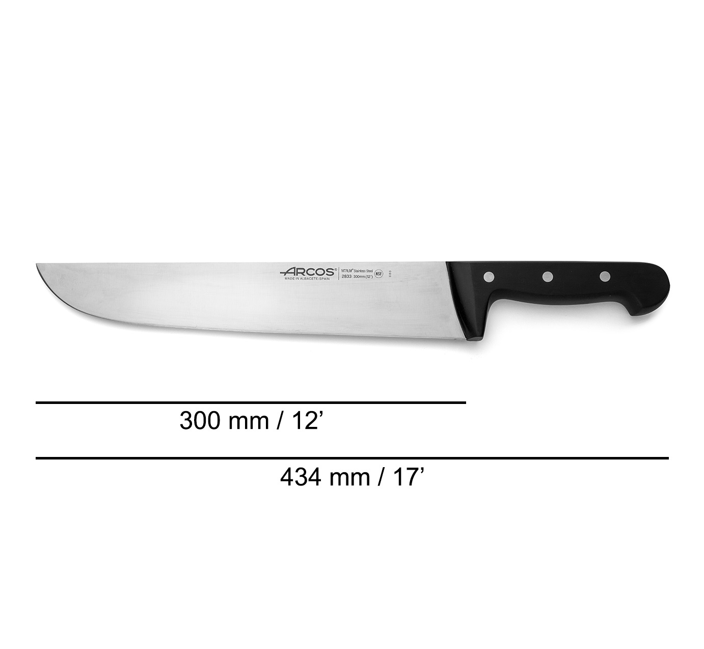 Cuchillo Carnicero recto Arcos Universal con hoja de 30 cm y mango de Polioximetileno