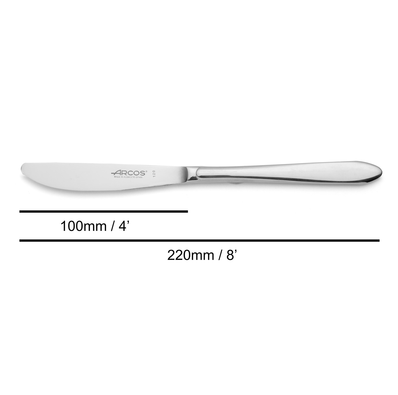 12 Arcos Tafelmesser, Micro-Perlschliff, Serie Berlin, Edelstahl, 220 mm