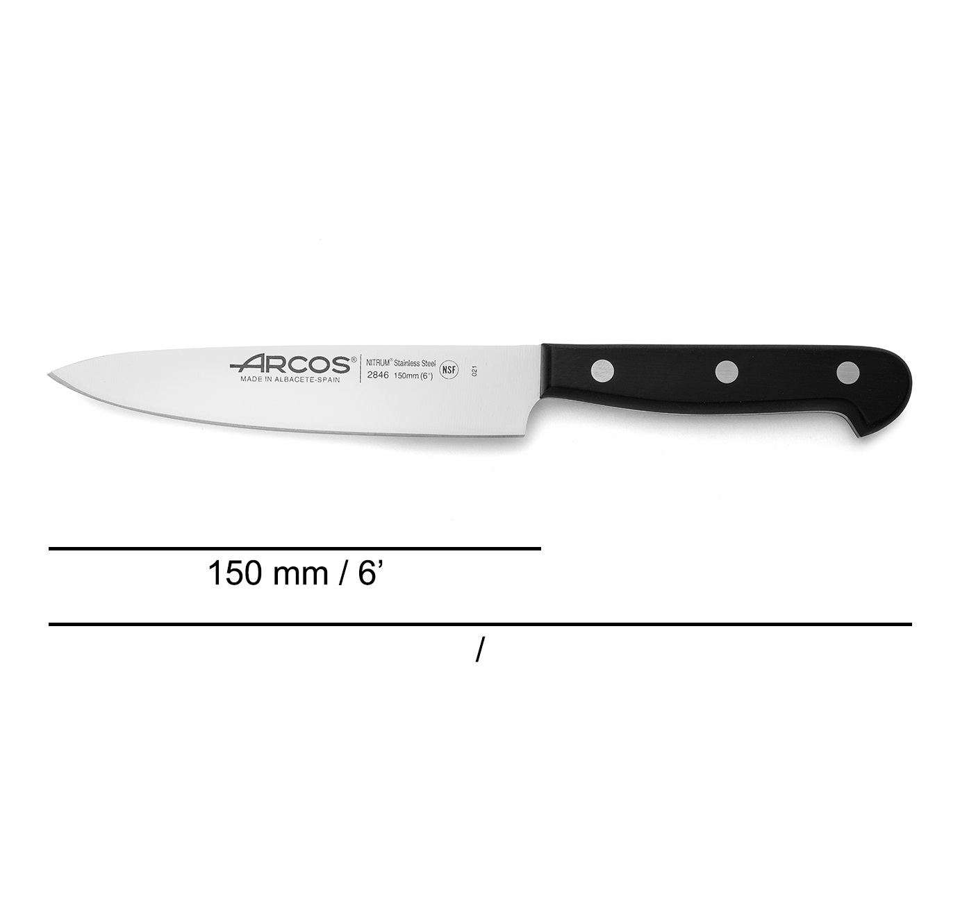 Couteau de chef Arcos Universal 150 mm avec manche en polyoxyméthylène noir
