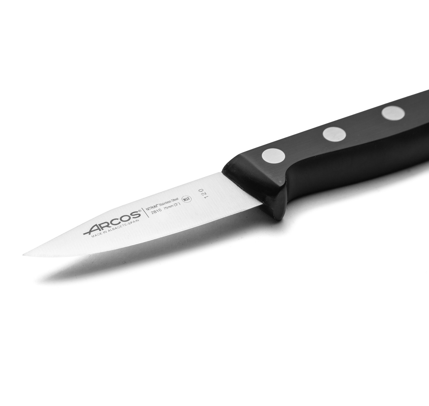 Arcos Universal 75 mm paring knife with black polyoxymethylene handle