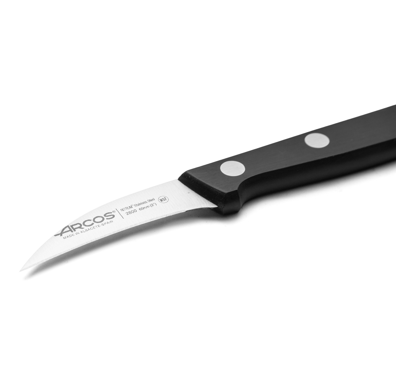 Arcos Universal 60 mm curved paring knife with black polyoxymethylene handle