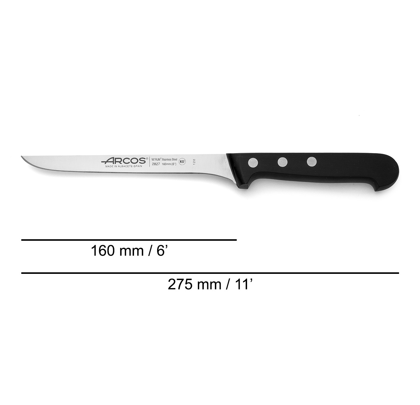 Couteau à fileter Arcos Universal 160 mm avec manche en polyoxyméthylène noir