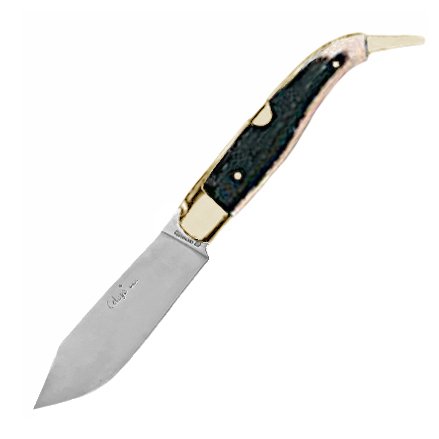 Navaja Pastora artesana con mango de asta de ciervo y virola de l...