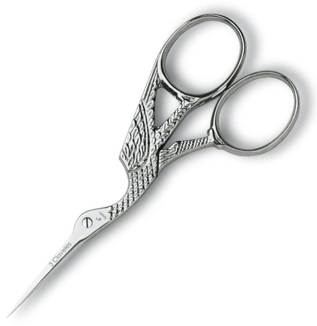 Tijera de bordar con forma de cigüeña de 4"