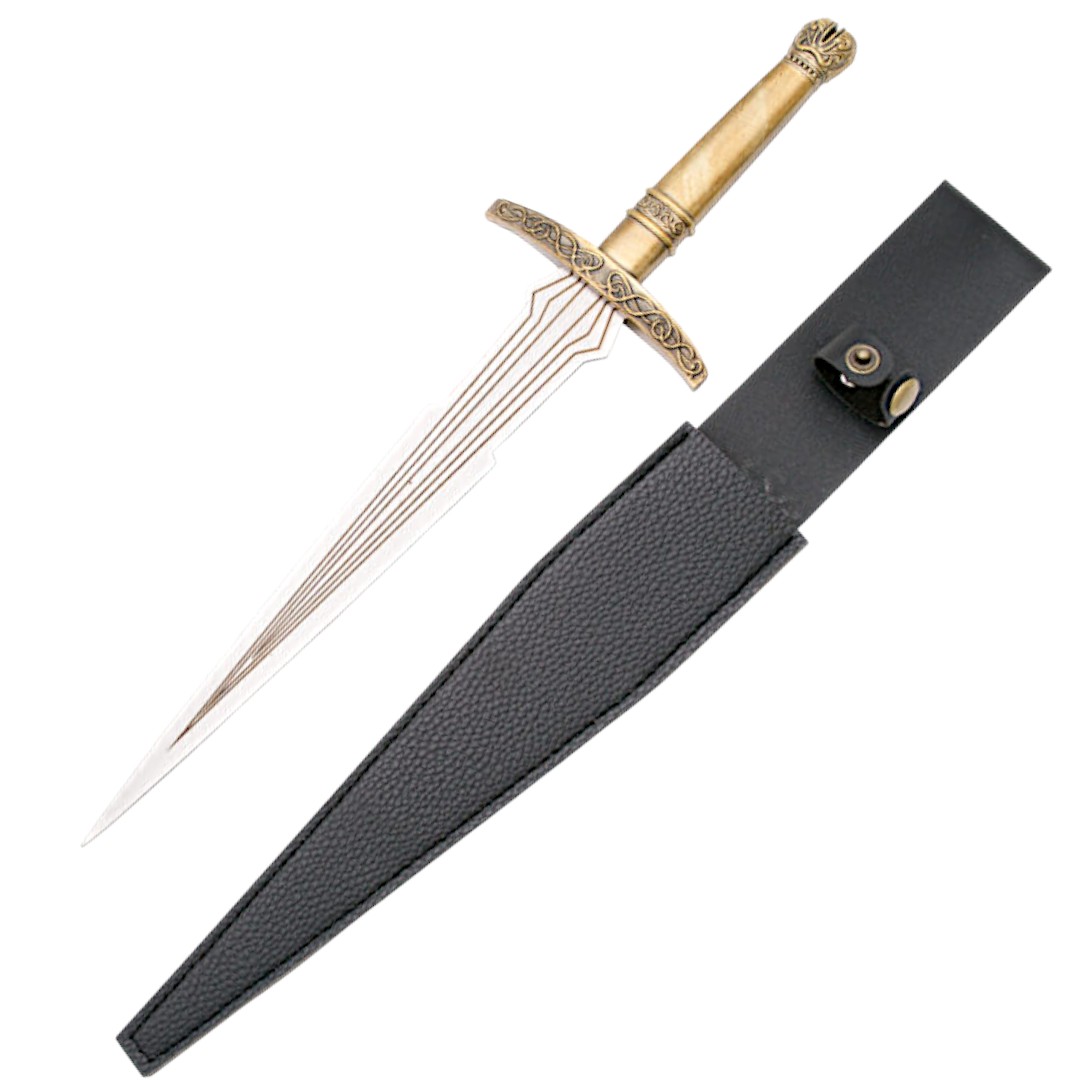 Daga de Loki con puño de color bronce y vaina negra