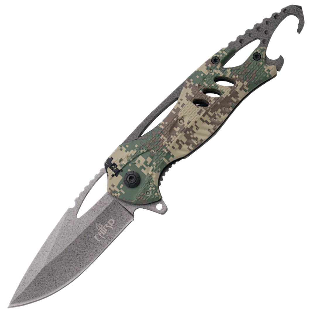 Coltello tattico mimetico con apribottiglie