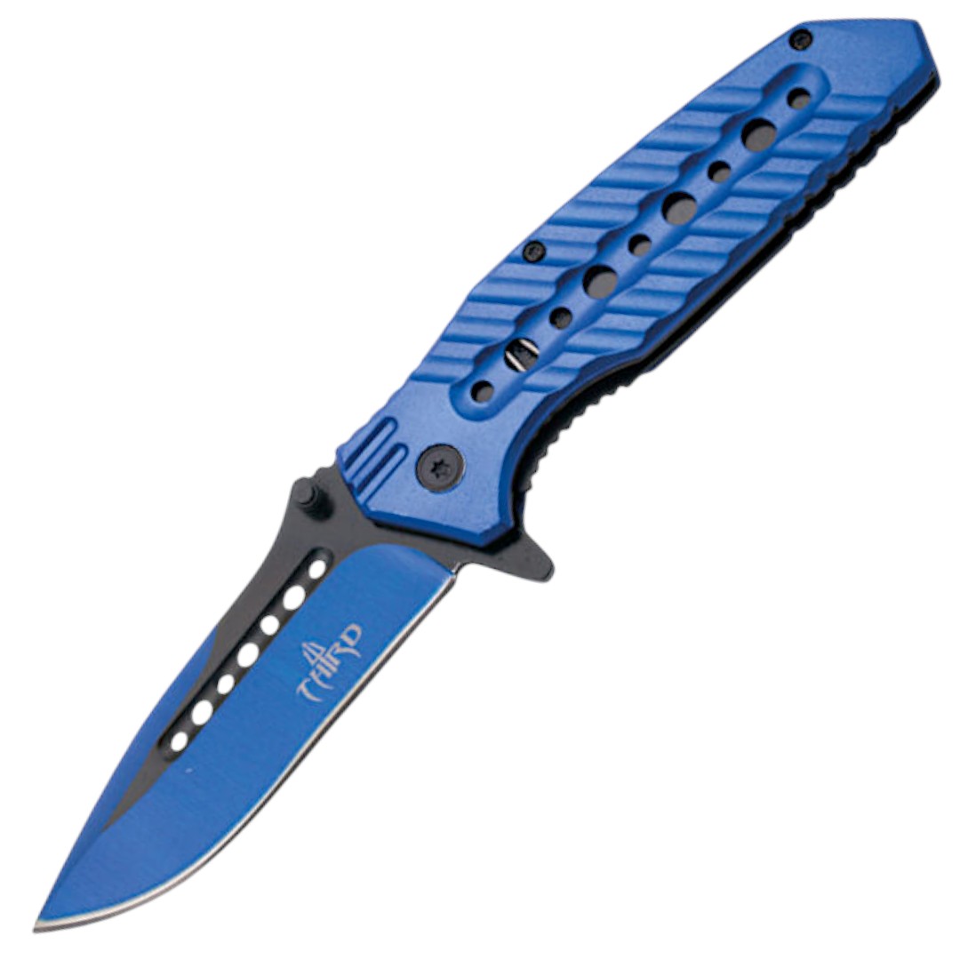 Coltello tattico con manico in alluminio blu 10344A