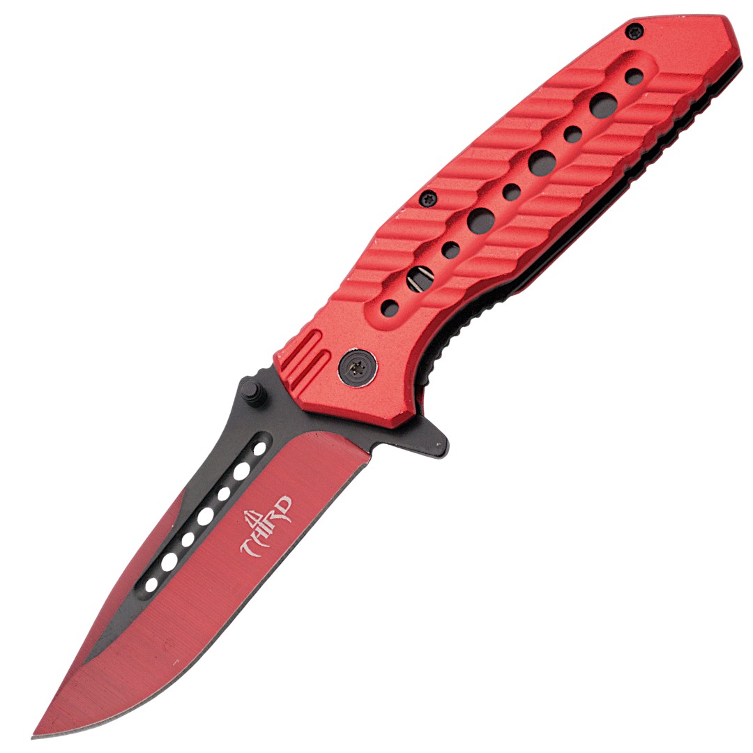 Coltello tattico con manico in alluminio rosso 10344R
