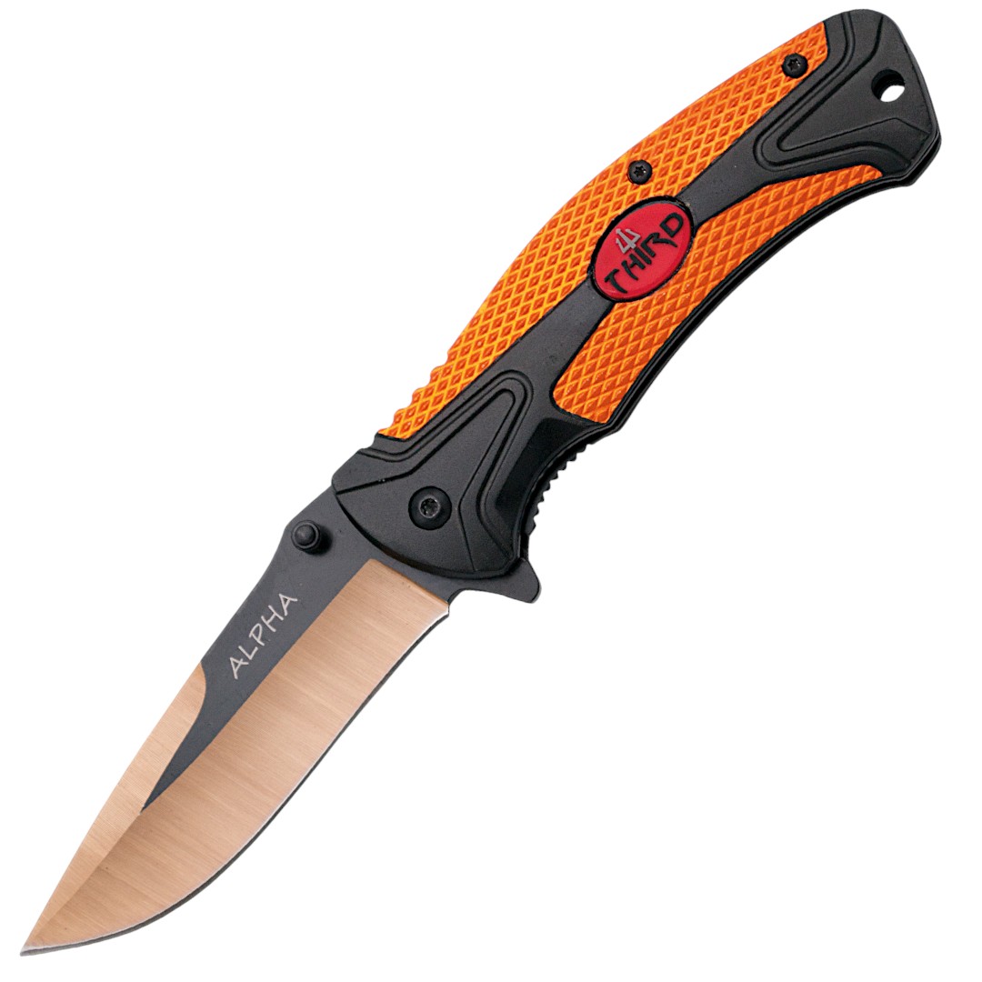 Coltello tattico Alpha con manico in alluminio arancione