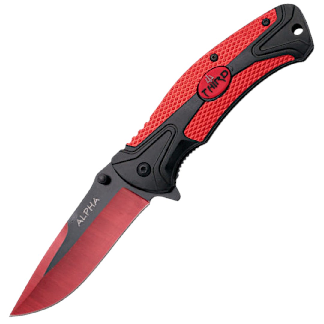 Coltello tattico Alpha con manico in alluminio rosso