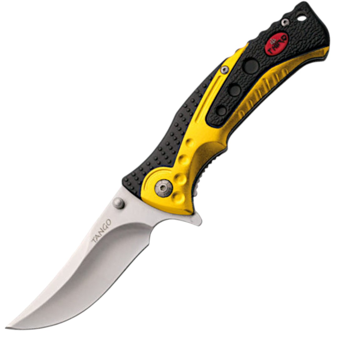Coltello tattico Tango con manico in alluminio giallo
