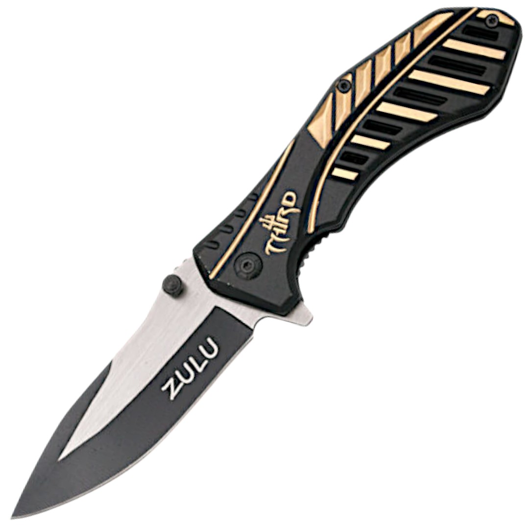 Zulu tactical pocketknife with golden aluminium handle