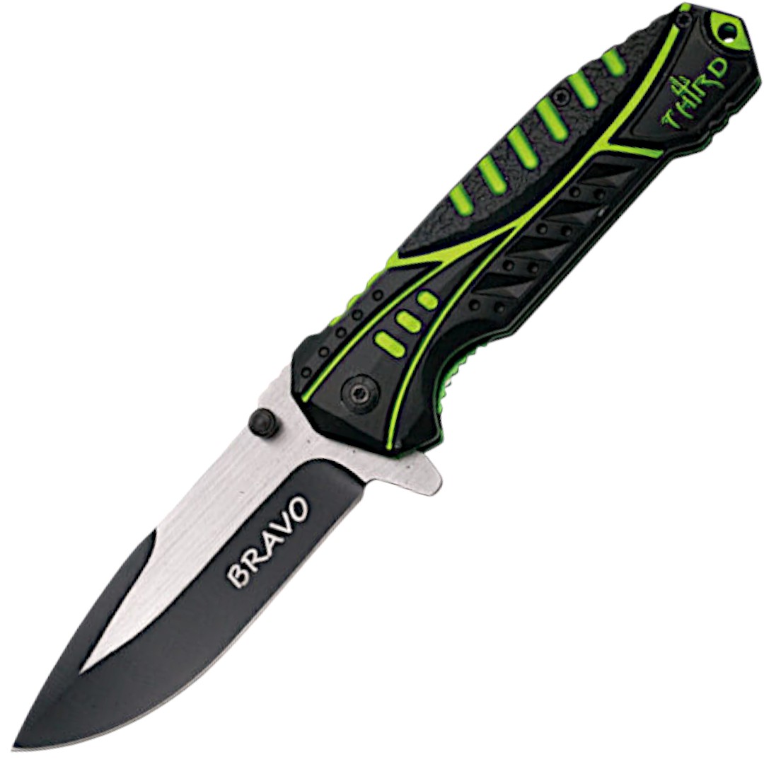 Coltello tattico Bravo con manico in alluminio verde