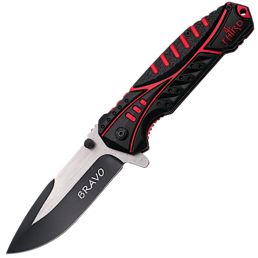 Coltello tattico Bravo con manico in alluminio rosso