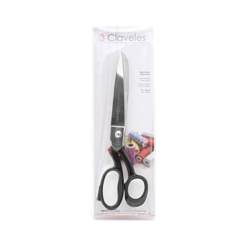 Warmgeschmiedete 30 cm lange Mehrzweck-Schneiderschere mit schwarz emailliertem Griff 3 Claveles
