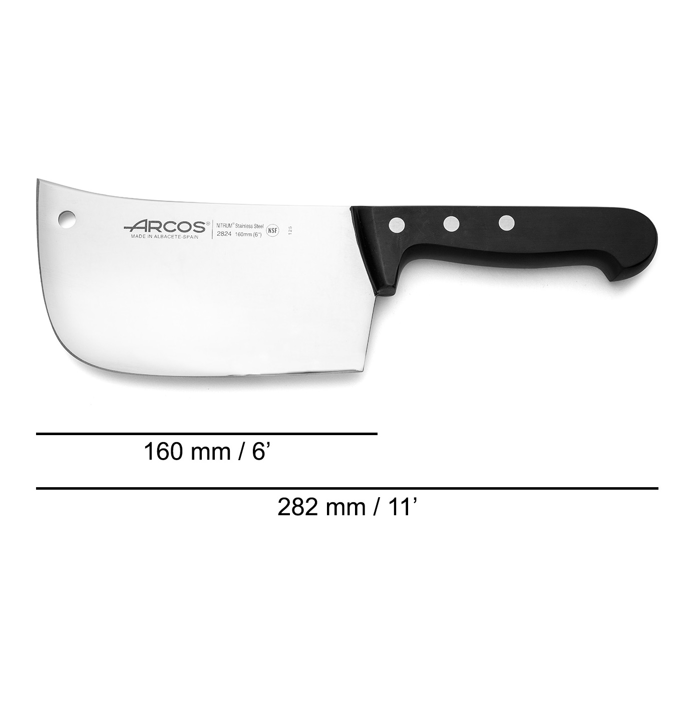 Hachuela Arcos de hoja ancha de 160 mm serie Universal con mango negro