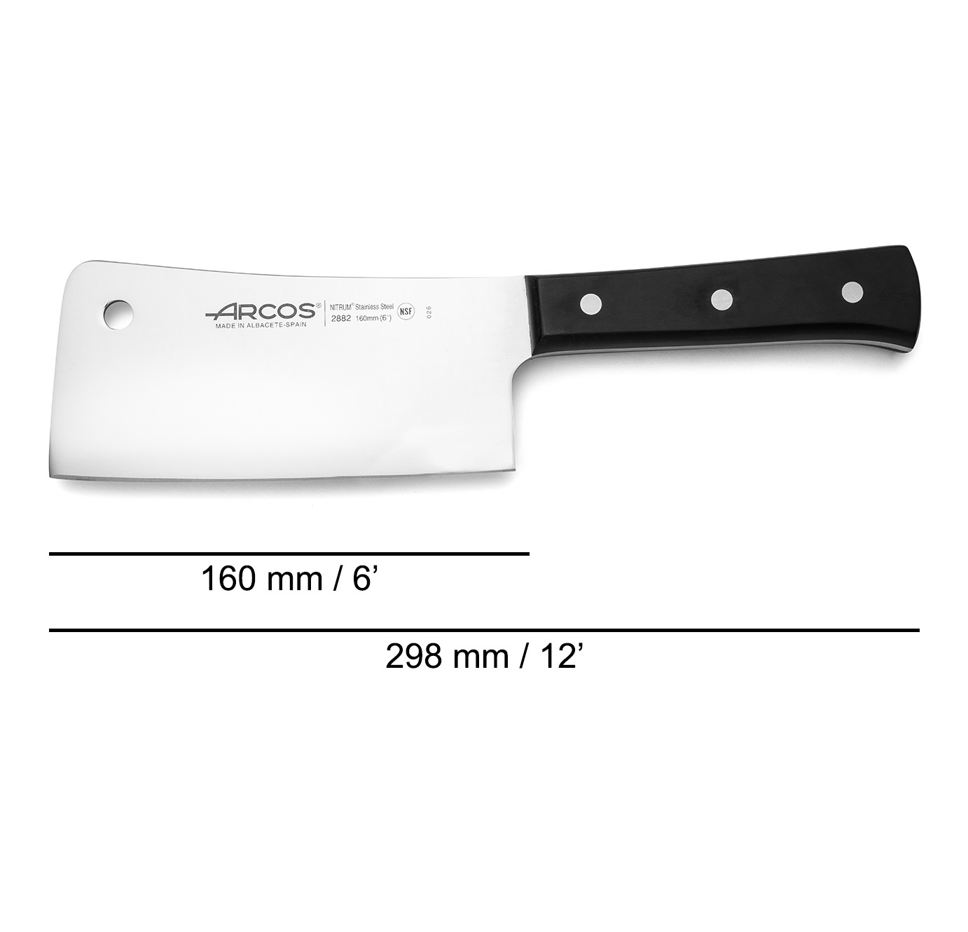 Arcos 160 mm wide blade straight edge Universal series machete with black handle